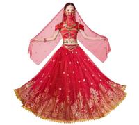 ELLYDOOR Princess Jasmine Costumes for Women Adult Aladdin Dress UP Halloween Cosplay Belly Dance Outfit Tag S, Wine Red