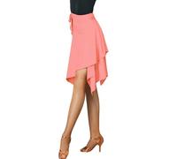 ELLYDOOR Women Latin Salsa Dance Skirt - Smooth Irregular Swing Ballroom Tango Cha Cha Practice Skirt, 06 Peach Pink, One Size