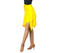 ELLYDOOR Women Latin Salsa Dance Skirt - Smooth Irregular Swing Ballroom Tango Cha Cha Practice Skirt, 06 Yellow, One Size