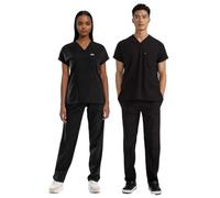 ELLYSHINE Professional Medical Uniforms - Soft Stretch Fabric Scrubs - Women's Set - Top & Bottom (M, Black)