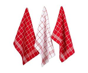 Elm-Chanted Forest - DII Waffle Weave Kitchen Collection 100% Cotton, Machine Washable, Fast Drying and Absorbent, Dishtowel Set, Red 6 Count
