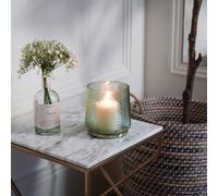 Elm Embossed Candle Holder Soft Sage H20cm Ivyline Pale Green One Size