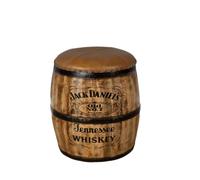 Elm Home And Garden 100% Mango Wood Printed Barrel Stool - Pure Leather Top - Mango Wood in Natural Elm Home And Garden Natural