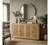 Elm Home And Garden Harper Solid Mango Wood 4 Door Sideboard Natural 80Cm H X 140Cm W X 39Cm D