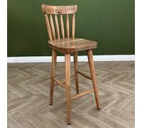 Elm Home And Garden Kitchen Breakfast Bar Stool With Back Solid Wooden Oak Finish Fully Assembled 77Cm Seat Height