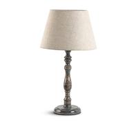 Elm home and garden Living Room Bedroom Bedside Table Lamp Large Grey Wooden Fabric Shade Office, Nightstand, Entryway Lighting Decor Round 55cm High x 30cm Wide x 30cm Deep