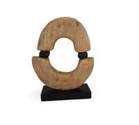 Elm home and garden Mango Wood Abstract Sculpture - Freestanding Organic Circle Decor for Home Accessories - Natural Finish - 31.5x36x9cm