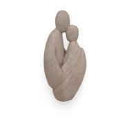 Elm home and garden Mango Wood Parent and Child Sculpture - Hand-Carved Abstract Hug Figurine for Home Accessories - Buff White Finish - 14x29x9cm