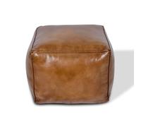 Elm Home And Garden Real Genuine Leather Large Pommel Footstool Ottoman Tan Brown Elm Home And Garden Brown