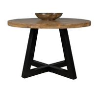 Elm Home And Garden Round Industrial Kitchen Dining Table - Powder Black Steel Base Elm Home And Garden Black