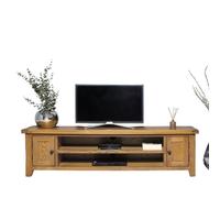 Elm Home And Garden Rustic Oak Large Wide Screen Tv Media Unit 180cm Fully Assembled in Light Oak Elm Home And Garden Light Oak