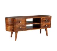 Elm Home And Garden Solid Dark Brown Wood Tv Video Unit 4 Drawers Retro H46 X W110 X D35Cm