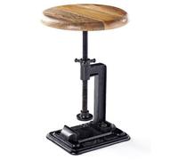 Elm Home And Garden Solid Hard Wood Black Metal Breakfast Adjustable Kitchen Pub Café Stool Wooden H 46-64 X W 33 X D 33 Cm