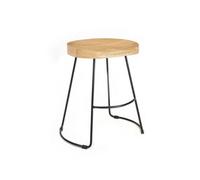 Elm Home And Garden Solid Hard Wood Black Metal Breakfast Bar Kitchen Pub Café Stool Wooden H 55 X W 52 X D 36 Cm