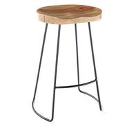 Elm Home And Garden Solid Hard Wood Black Metal Breakfast Bar Kitchen Pub Café Stool Woodenh 80 X W 52 X D 36 Cm
