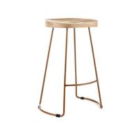 Elm Home And Garden Solid Hard Wood Gold Metal Breakfast Bar Kitchen Pub Café Stool Wooden H 70 X W 52 X D 36 Cm