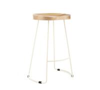 Elm Home And Garden Solid Hard Wood White Metal Breakfast Bar Kitchen Pub Café Stool Wooden H 70 X W 52 X D 36 Cm