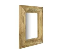 Elm home and garden Solid Mango Wood Wall Mirror, Light Oak Finish, 40cm Wide x 50cm High x 2cm Deep, Fully Assembled