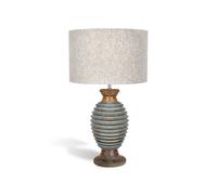 Elm Home And Garden Solid Wood Table Lamp with Fabric Shade - Ariel Blue Finish - Elm Home And Garden Blue