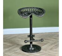 Elm Home And Garden Tractor Seat Breakfast Kitchen Pub Cafe Bar Stool Grey Cast Iron Adjustable 68Cm To 86Cm High