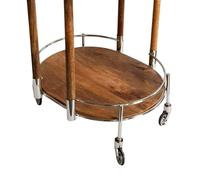 Elm Home And Garden Try Round Mango Wood Drinks Trolley With Silver Frame In Natural Elm Home And Garden Natural