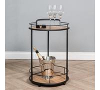 Elm Home And Products Elm Home And Garden Elegant Two Tiered Drinks Trolley Black Steel Frame Mango Wood No Veneer