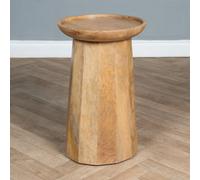 Elm Home And Products Elm Home And Garden Round Side End Lamp Table Light Oak Finish Solid Mango Wood 60Cm High X 40Cm Wide X 40Cm Deep Fully Assembled