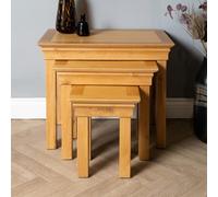Elm Home And Products Elm Home And Garden Rustic Oak Nest Of 3 Tables Side Lamp End Fully Assembled