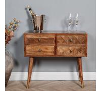 Elm Home And Products Elm Home And Garden Solid Mango Wood 4 Drawer Console Hall Telephone Table 76Cm High X 80Cm Wide X 35Cm Deep