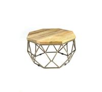 Elm Home And Products Elm Home And Garden Solid Mango Wood Coffee Table Grey Gun Metal Frame Fully Assembled Oak Finish 38 X 67 X 67Cm