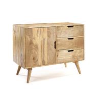Elm Home And Products Elm Home And Garden Solid Mango Wooden 1 Door 3 Drawer Sideboard Oak Finish Fully Assembled