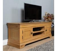 Elm Home And Products Elm Home And Gardens French Rustic Solid Oak Widescreen Tv Cabinet Fully Assembled 139Cm