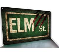 Elm Street Horror Metal Wall Sign, Rustic Rectangular Decorative Plaque, 20 x 30 cm, man cave decor, horror room decor, scary movie decor, Halloween decor
