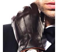 ELMA Winter Leather Gloves for Men -Touchscreen Cashmere/Fleece Lined Cold Weather Driving Fashion Dress, Brown (Cashmere Lining ), 9.5 ( US Standard Size )