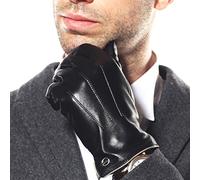 ELMA Winter Leather Gloves for Men -Touchscreen Cashmere/Fleece Lined Cold Weather Driving Fashion Dress, Black (Cashmere Lining ), 9.5 ( US Standard Size )