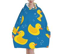 ELMAIN Blanket Hoodie Yellow Rubber Duck Wearable Blanket Adult Oversized Flannel Sweatshirt Gift for Women
