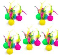 ELMAIN Cat Toys Mixed Plastic Golf Ball With Feather Cat Toy Interactive Kitten Cat Teaser Ball Pet Toy 20Pcs