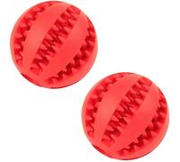 ELMAIN Dog Toys Rubber Dog Ball Pet Toys For Puppy Large Dogs Tooth Cleaning Snack Ball Toy For Pet Products 2Pcs Red 7Cm