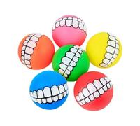 ELMAIN Dog Toys Rubber Dog Toys Squeaky Cleaning Tooth Dog Chew Toy Puppy Toys Ball Bite Resistant Pet Toy 7Cm 6Pcs 1Pc Random