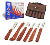 Elmax Pro Professional Stripping Knife for Dogs (Pack of 6), Best for Removing Unwanted Undercoat, Blades are Made of Stainless Steel with Wooden Handle Grip (Right-Handed, Rosewood)