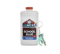 Elmèr's Liquid School Glue Washable I Great for Making Slime I White 32oz (946ml) I 5min Dry time I US Import I Include GroceriesRus Keyring