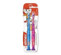 Elmex 2 Soft Toothbrushes 3-6 Years Old - Green and Pink