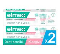 Elmex Dentifricio Sensitive Professional, Ripara e Previene, 2x75 ml | Sollievo immediato dal dolore, Previene la recessione gengivale, Trattamento professionale per denti sensibili a casa