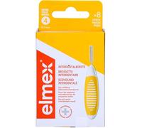 elmex Interdental Brush Yellow (Size 4, 0.7 mm), 1 x 8 Interdental Brushes for Cleaning Medium Interdental Spaces
