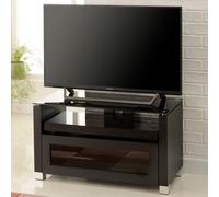 elmira milan wooden tv stand with glass top in black