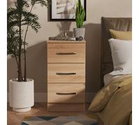 Elmley Ready Assembled 3 Drawer Bedside Cabinet - Bardolino Oak
