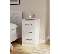 Elmley Ready Assembled 3 Drawer Bedside Cabinet - White Matt