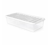 ELMORA'Z 2 x Under Bed Storage Box with Lid 43 Litre Clear Plastic Storage Container Nestable Multipurpose Organiser Stackable Space Saving Solution for Home Garage Art And Craft Clothes (Pack of 1)