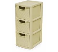 ELMORA'Z 3 Drawer Plastic Storage Organizer Medium For home Kitchen Office Stationary Desktop Table Tower Unit Small Chest Of Drawer 3 Tier A 5 Clear Height 47cm Depth 25cm Width 19cm (Cream)