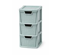 ELMORA'Z 3 Drawer Plastic Storage Organizer Medium For home Office Desktop Table Tower Unit Small Chest Of Drawer 3 Tier A 5 Clear Height 47cm Depth 25cm Width 19cm (Rattan Saga Green)